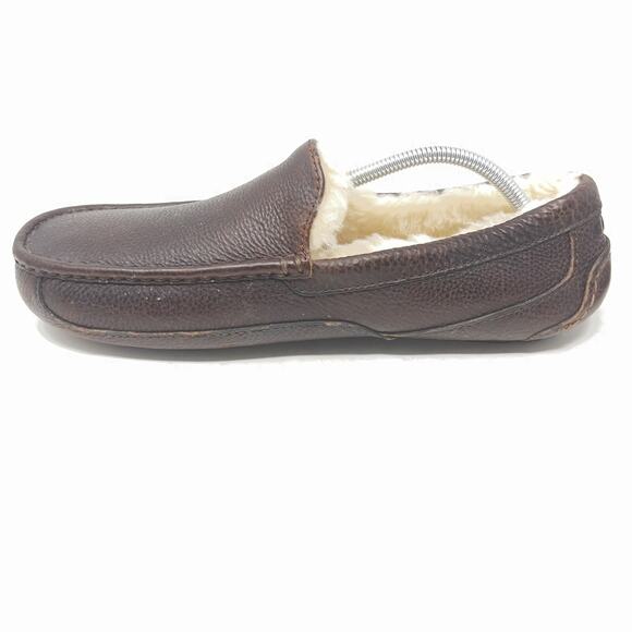 UGG Ascot 5379 Mens Brown Leather Fur Lined Slippers Shoes Size 11 main image 8
